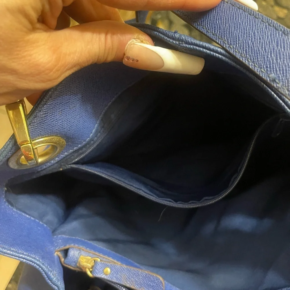Liz Claiborne Royal Blue and Gold Shoulder tote Bag luxury vintage stylish purse - Picture 8 of 8